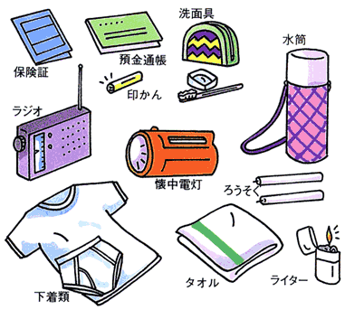 災害発生時の持ち出し品
